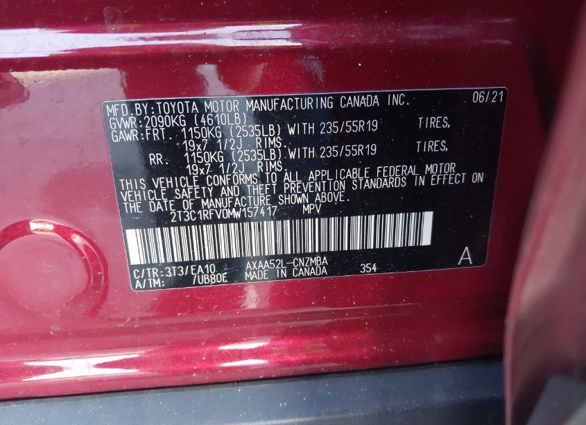 Photo 9 of 2021 Toyota Rav4 XLE PREMIUM (VIN 2T3C1RFV0MW157417)