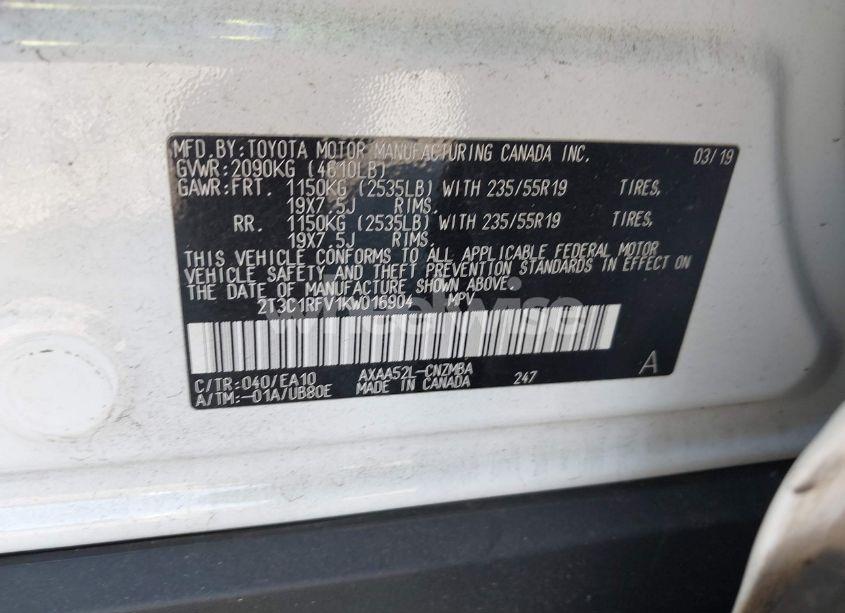 Photo 9 of 2019 Toyota Rav4 XLE PREMIUM (VIN 2T3C1RFV1KW016904)