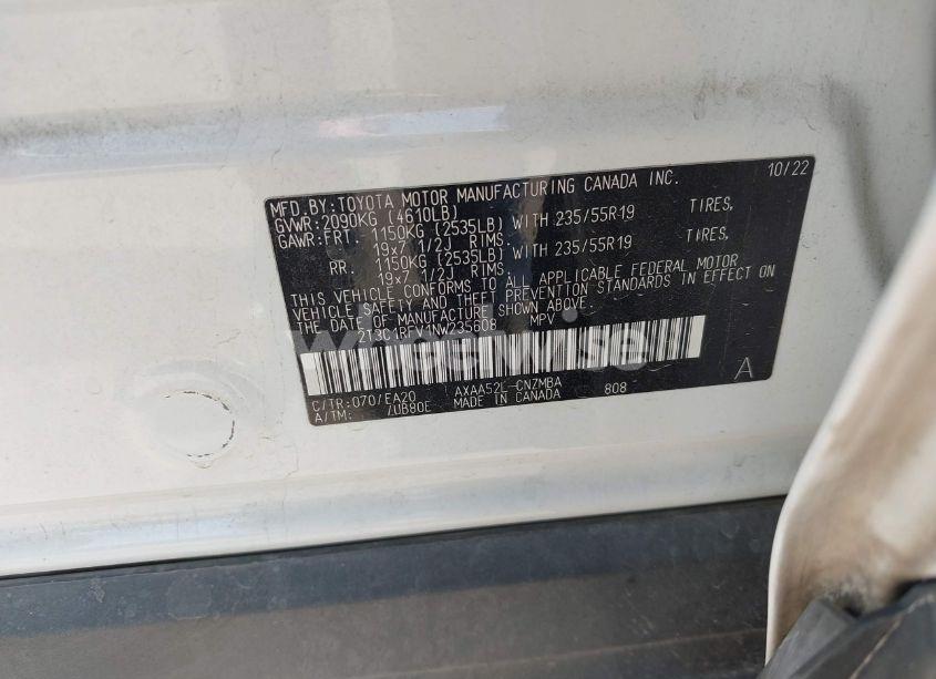 Photo 9 of 2022 Toyota Rav4 XLE PREMIUM (VIN 2T3C1RFV1NW235608)