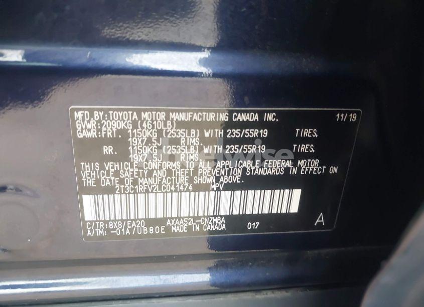 Photo 9 of 2020 Toyota Rav4 XLE PREMIUM (VIN 2T3C1RFV2LC041474)