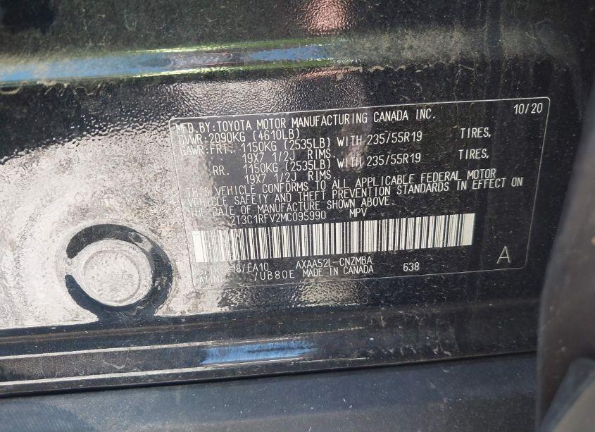 Photo 9 of 2021 Toyota Rav4 XLE PREMIUM (VIN 2T3C1RFV2MC095990)