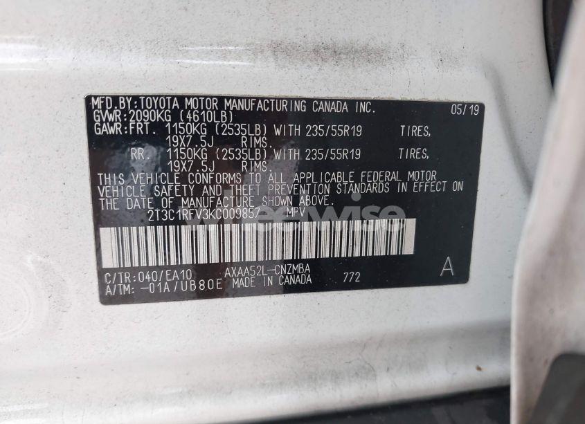 Photo 9 of 2019 Toyota Rav4 XLE PREMIUM (VIN 2T3C1RFV3KC009857)