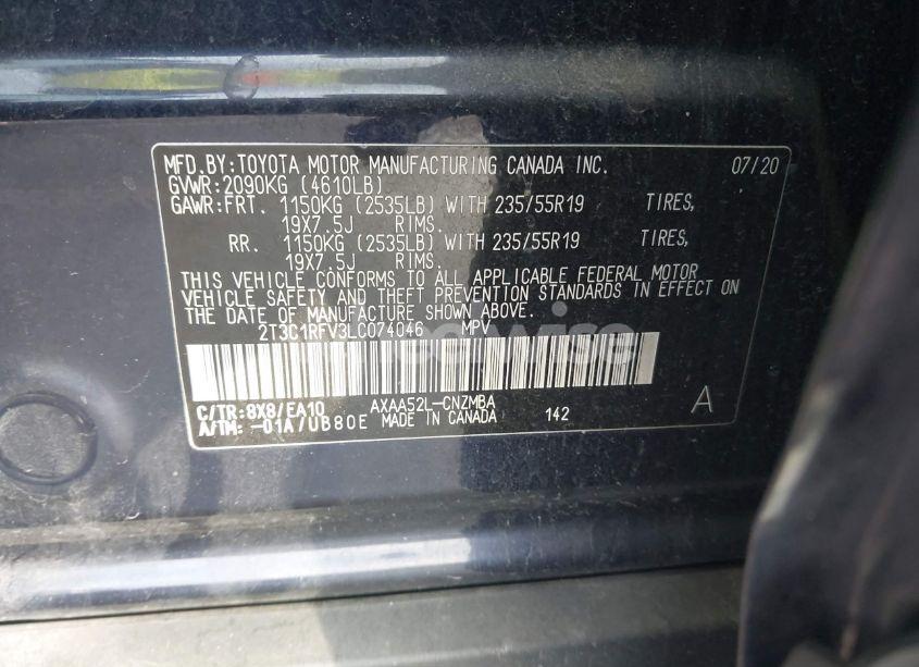 Photo 9 of 2020 Toyota Rav4 XLE PREMIUM (VIN 2T3C1RFV3LC074046)