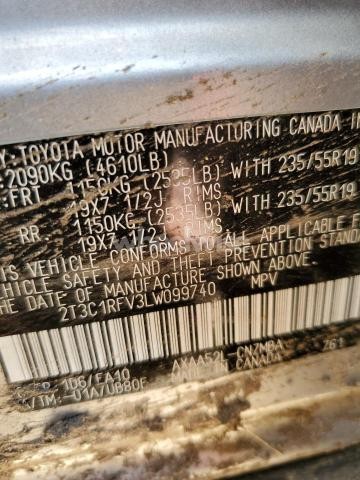 Photo 12 of 2020 TOYOTA RAV4 XLE PREMIUM (VIN 2T3C1RFV3LW099740)