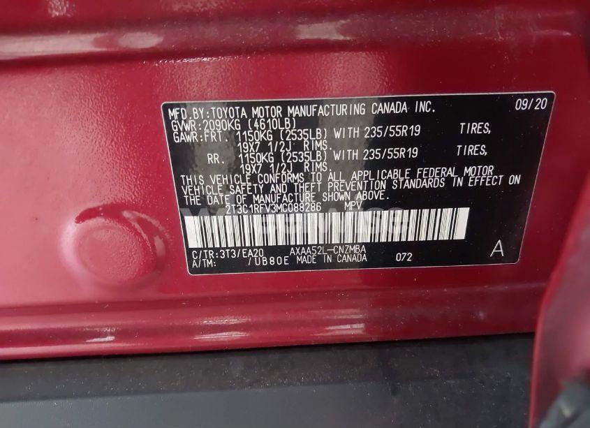 Photo 9 of 2021 Toyota Rav4 XLE PREMIUM (VIN 2T3C1RFV3MC088286)