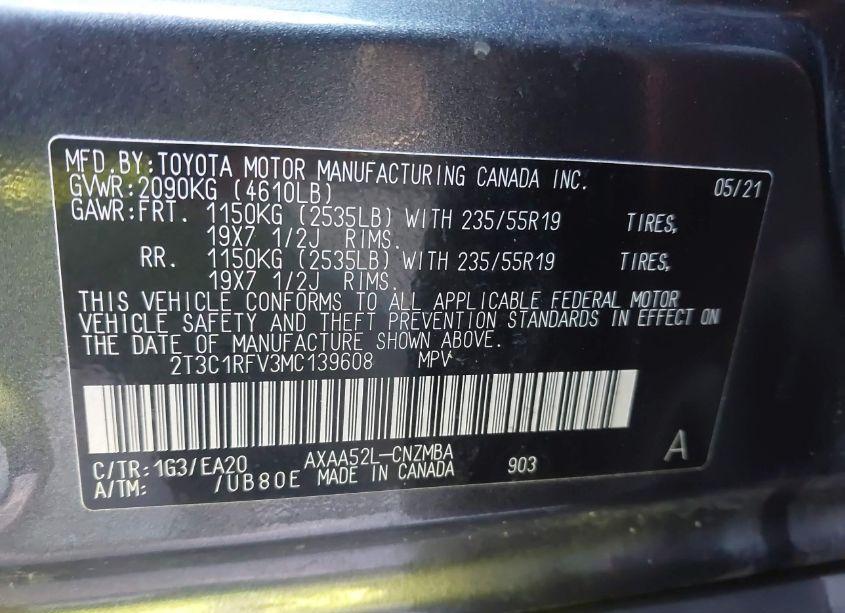 Photo 9 of 2021 Toyota Rav4 XLE PREMIUM (VIN 2T3C1RFV3MC139608)