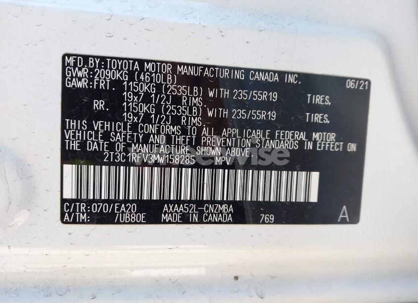 Photo 9 of 2021 Toyota Rav4 XLE PREMIUM (VIN 2T3C1RFV3MW158285)