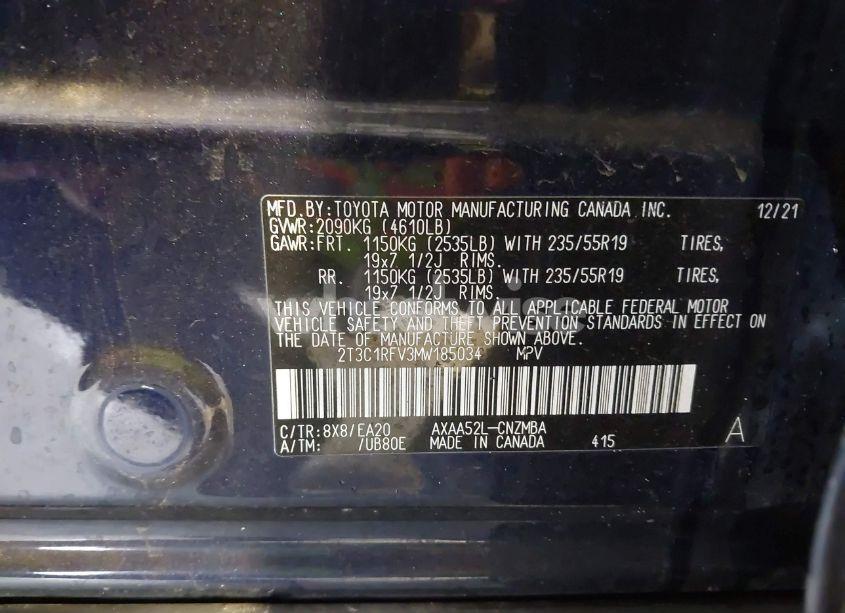 Photo 9 of 2021 Toyota Rav4 XLE PREMIUM (VIN 2T3C1RFV3MW185034)