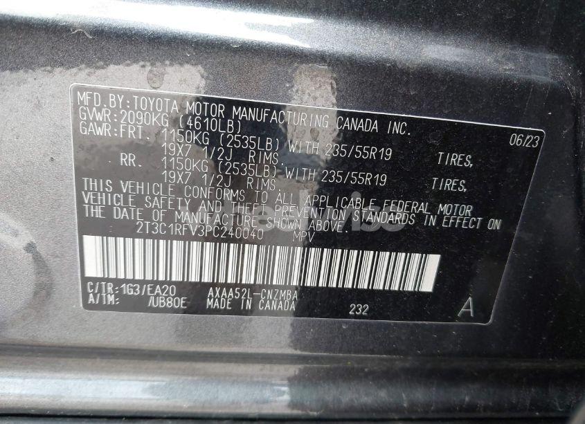 Photo 9 of 2023 Toyota Rav4 XLE PREMIUM (VIN 2T3C1RFV3PC240040)