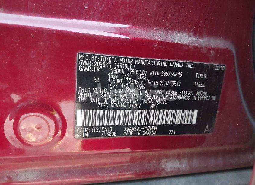 Photo 9 of 2021 Toyota Rav4 XLE PREMIUM (VIN 2T3C1RFV4MW104302)