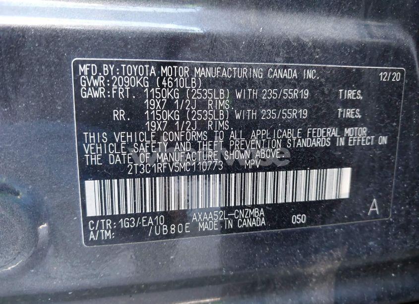 Photo 9 of 2021 Toyota Rav4 XLE PREMIUM (VIN 2T3C1RFV5MC110773)