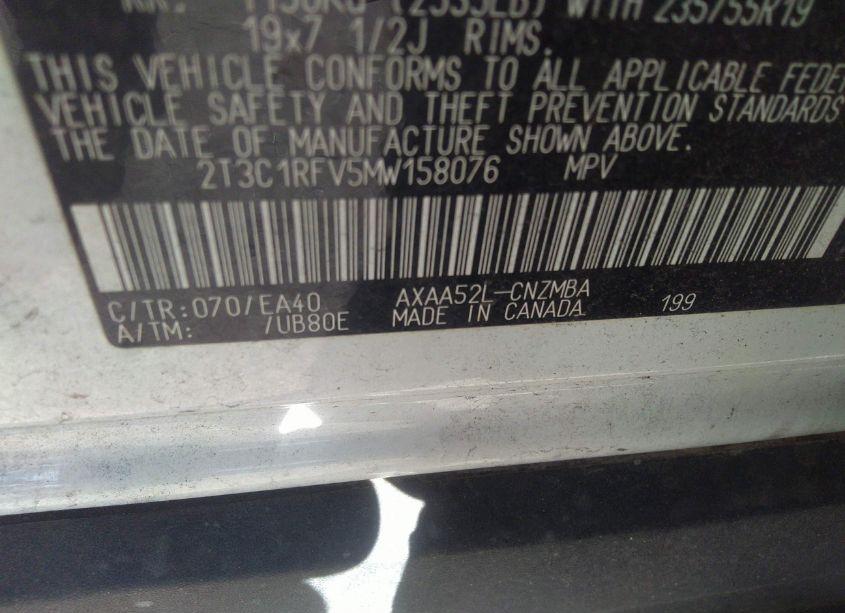 Photo 9 of 2021 Toyota Rav4 XLE PREMIUM (VIN 2T3C1RFV5MW158076)