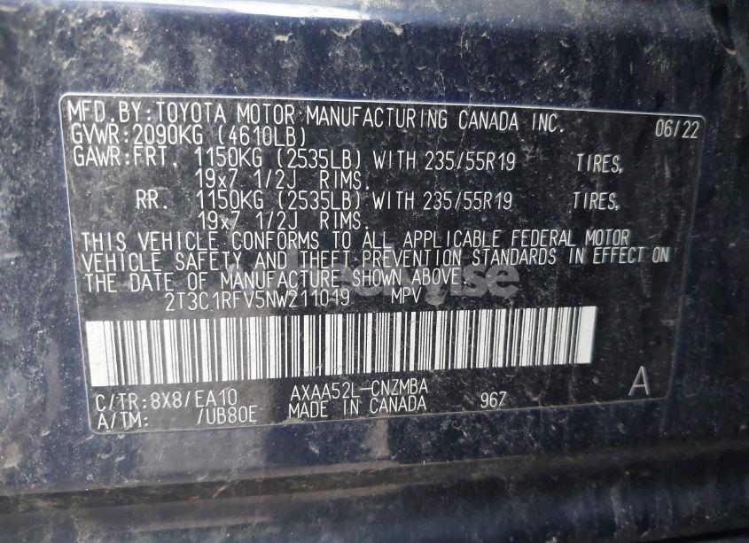 Photo 9 of 2022 Toyota Rav4 XLE PREMIUM (VIN 2T3C1RFV5NW211019)