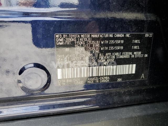 Photo 4 of 2022 TOYOTA RAV4 XLE PREMIUM (VIN 2T3C1RFV5NW225650)