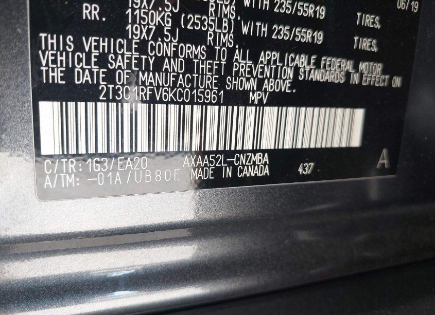 Photo 9 of 2019 Toyota Rav4 XLE PREMIUM (VIN 2T3C1RFV6KC015961)