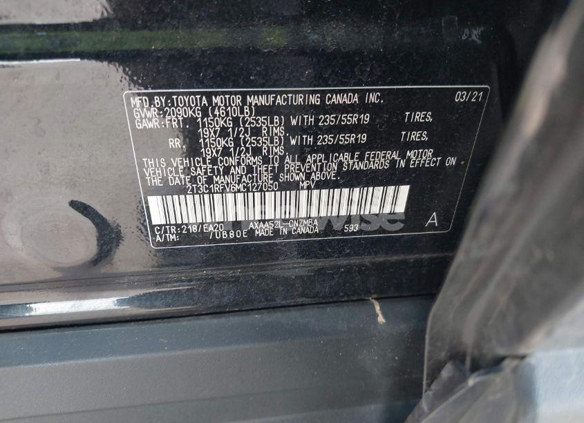 Photo 9 of 2021 Toyota Rav4 XLE PREMIUM (VIN 2T3C1RFV6MC127050)