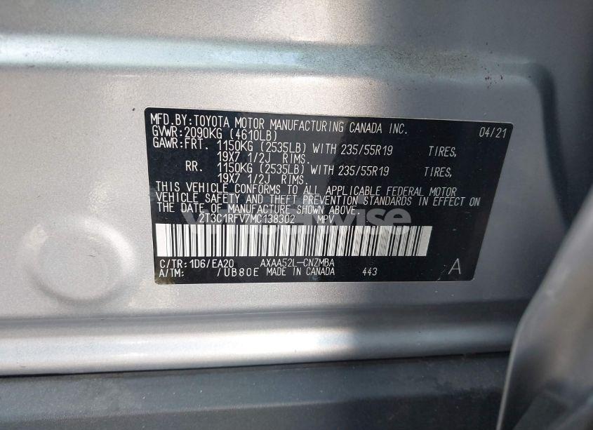 Photo 9 of 2021 Toyota Rav4 XLE PREMIUM (VIN 2T3C1RFV7MC138302)