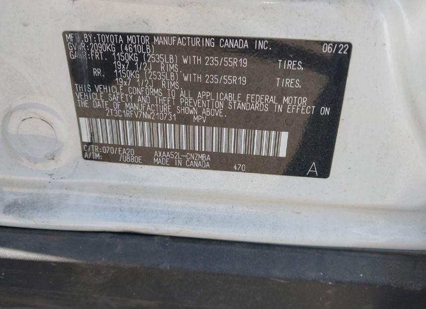 Photo 9 of 2022 Toyota Rav4 XLE PREMIUM (VIN 2T3C1RFV7NW210731)