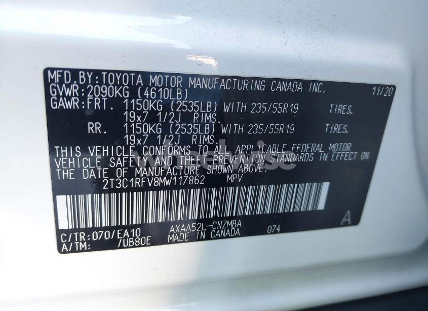 Photo 9 of 2021 Toyota Rav4 XLE PREMIUM (VIN 2T3C1RFV8MW117862)