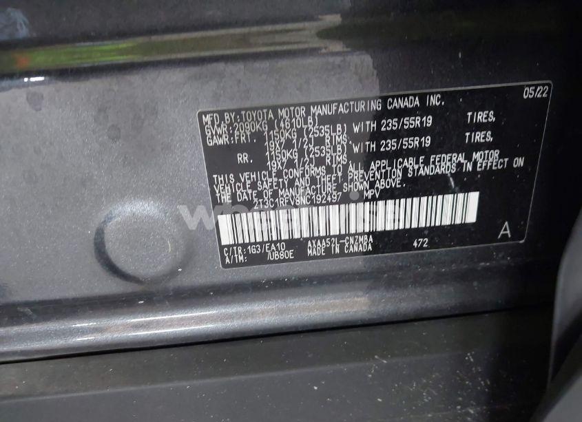 Photo 9 of 2022 Toyota Rav4 XLE PREMIUM (VIN 2T3C1RFV8NC192497)