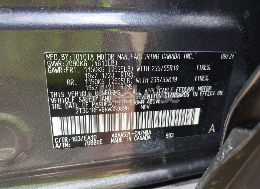 Photo 9 of 2024 Toyota Rav4 XLE PREMIUM (VIN 2T3C1RFV8RW359896)