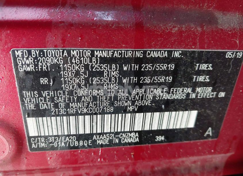 Photo 9 of 2019 Toyota Rav4 XLE PREMIUM (VIN 2T3C1RFV9KC007188)