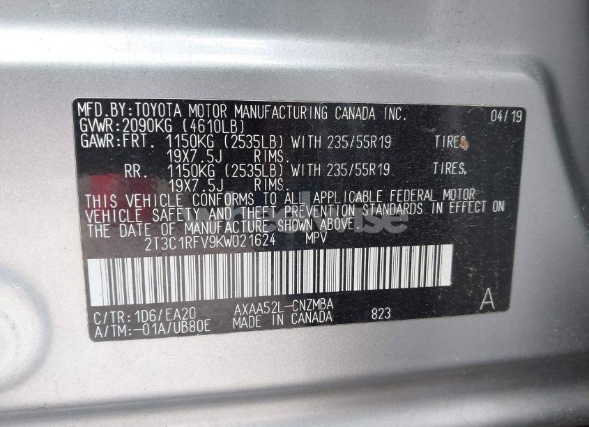 Photo 9 of 2019 Toyota Rav4 XLE PREMIUM (VIN 2T3C1RFV9KW021624)