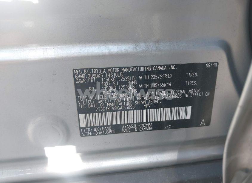 Photo 9 of 2019 Toyota Rav4 XLE PREMIUM (VIN 2T3C1RFV9KW055093)