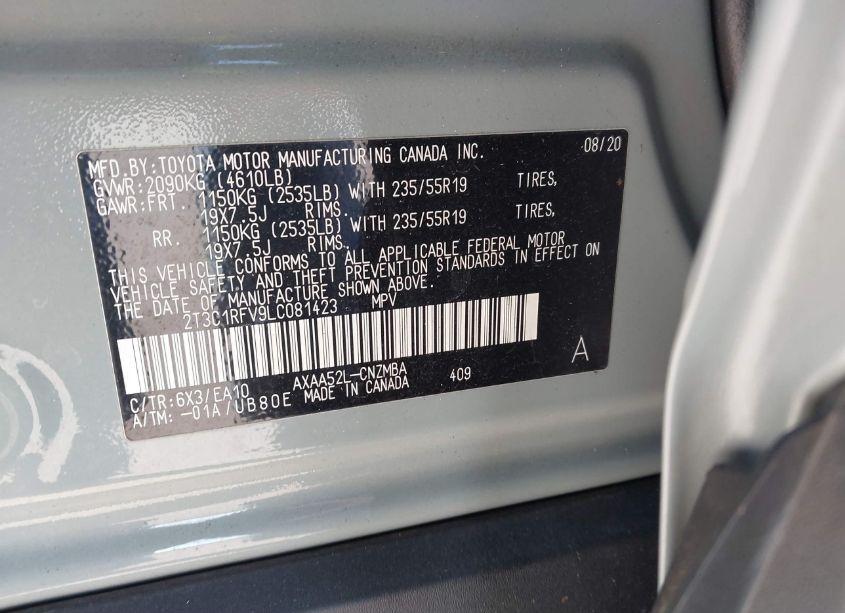 Photo 9 of 2020 Toyota Rav4 XLE PREMIUM (VIN 2T3C1RFV9LC081423)
