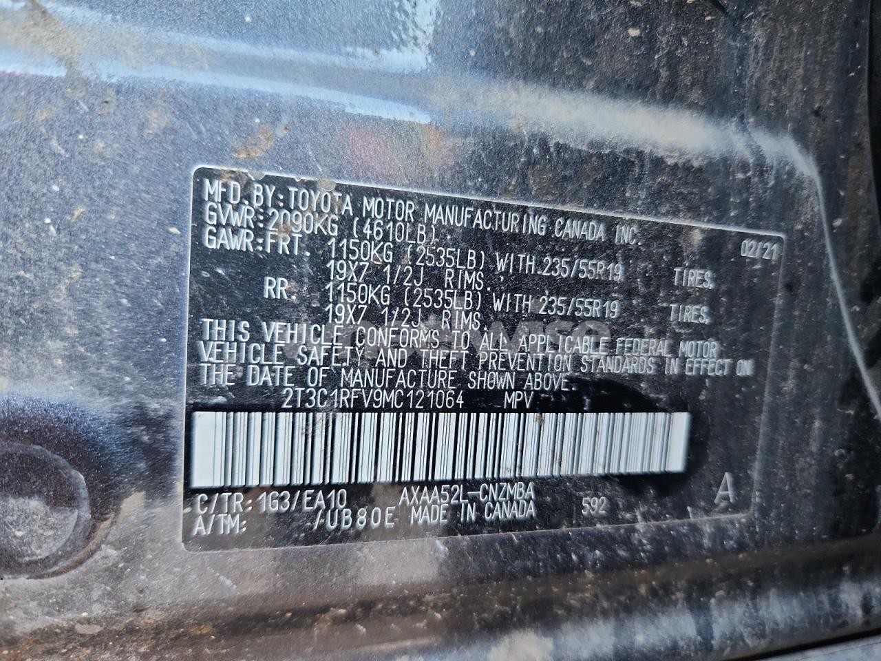 Photo 13 of 2021 TOYOTA RAV4 XLE PREMIUM (VIN 2T3C1RFV9MC121064)