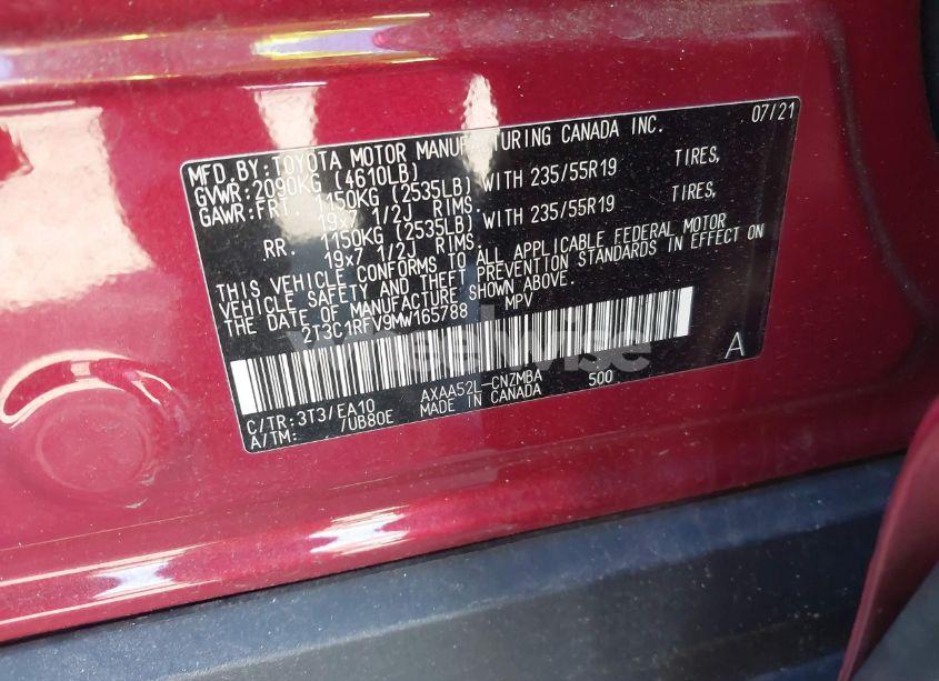 Photo 9 of 2021 Toyota Rav4 XLE PREMIUM (VIN 2T3C1RFV9MW165788)