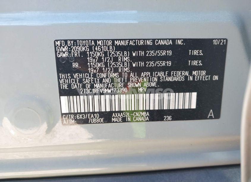 Photo 9 of 2021 Toyota Rav4 XLE PREMIUM (VIN 2T3C1RFV9MW173390)