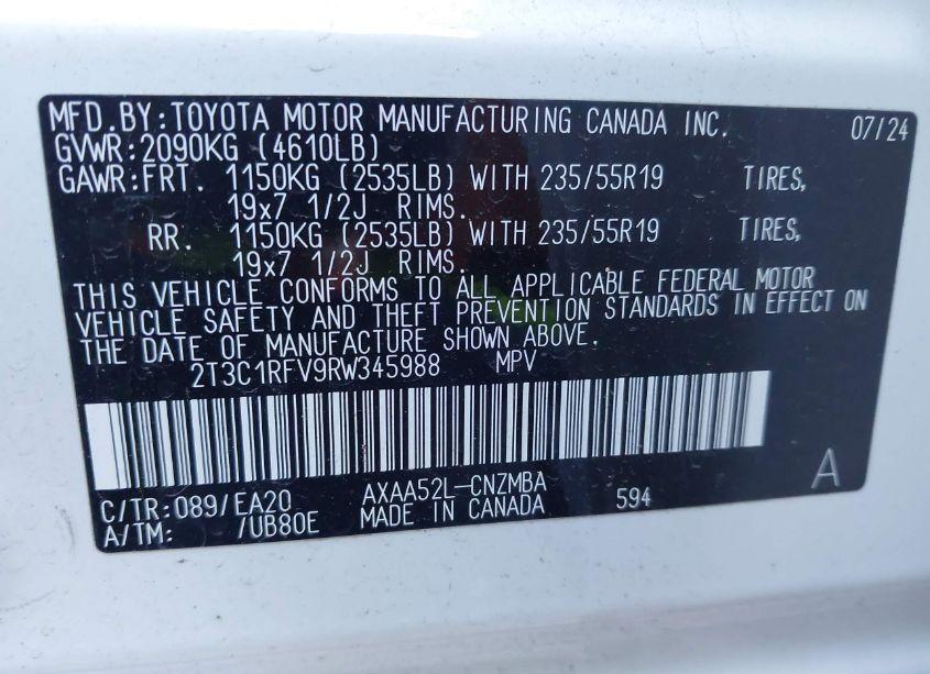 Photo 9 of 2024 Toyota Rav4 XLE PREMIUM (VIN 2T3C1RFV9RW345988)