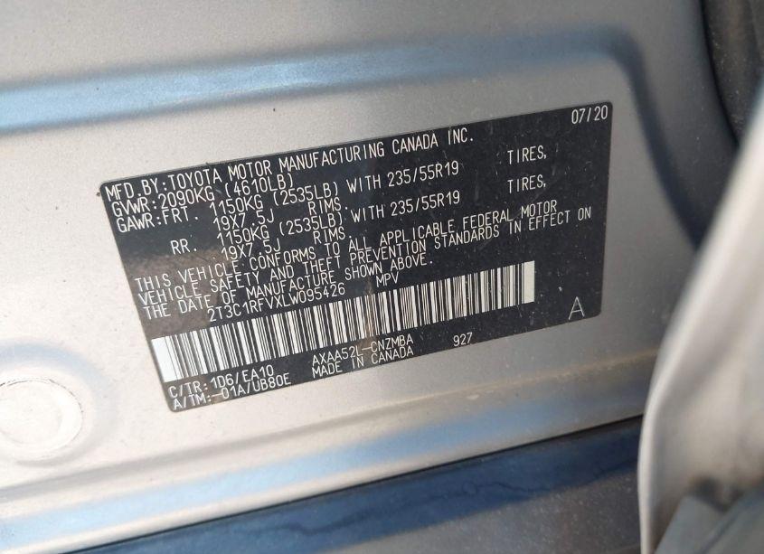 Photo 9 of 2020 Toyota Rav4 XLE PREMIUM (VIN 2T3C1RFVXLW095426)