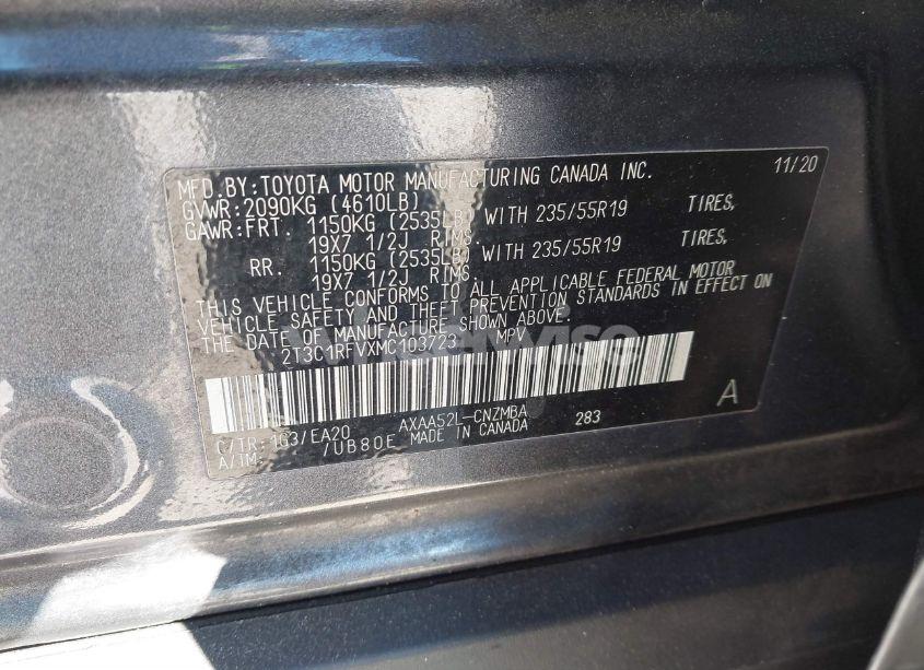 Photo 9 of 2021 Toyota Rav4 XLE PREMIUM (VIN 2T3C1RFVXMC103723)