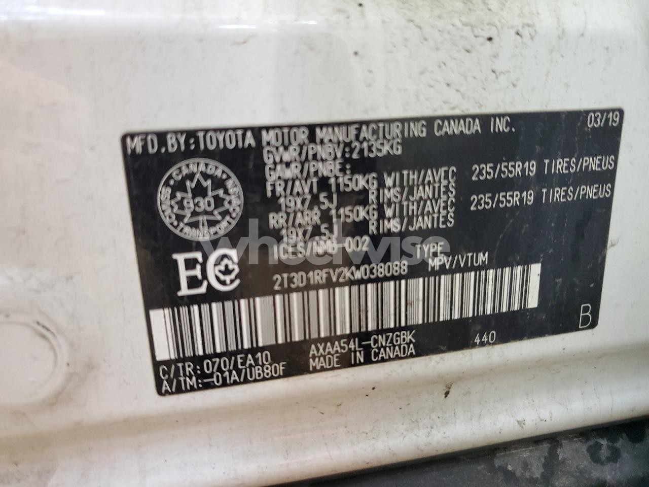 Photo 13 of 2019 TOYOTA RAV4 LIMITED (VIN 2T3D1RFV2KW038088)