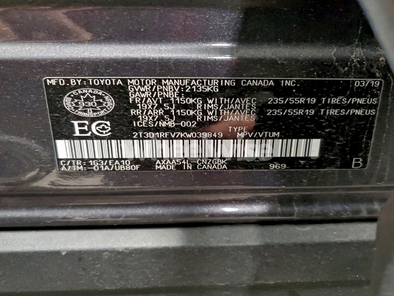 Photo 14 of 2019 TOYOTA RAV4 LIMITED (VIN 2T3D1RFV7KW039849)