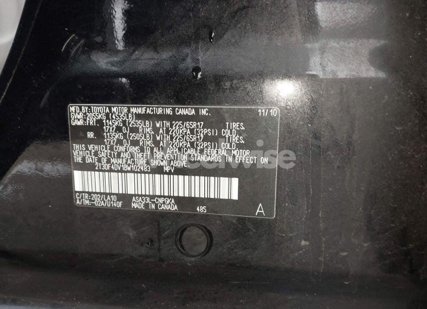 Photo 9 of 2011 Toyota Rav4 LIMITED (VIN 2T3DF4DV1BW102483)