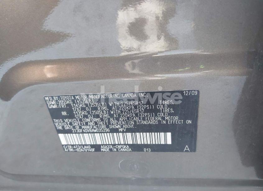 Photo 9 of 2010 Toyota Rav4 LIMITED (VIN 2T3DF4DV8AW035296)