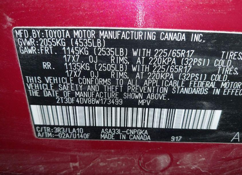 Photo 9 of 2011 Toyota Rav4 LIMITED (VIN 2T3DF4DV8BW173499)