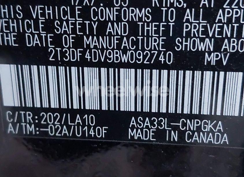 Photo 9 of 2011 Toyota Rav4 LIMITED (VIN 2T3DF4DV9BW092740)