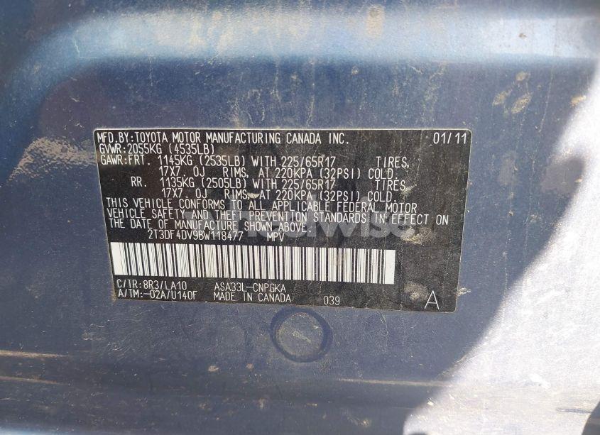 Photo 9 of 2011 Toyota Rav4 LIMITED (VIN 2T3DF4DV9BW118477)