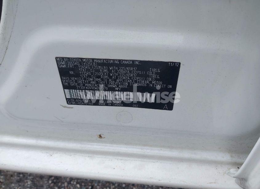 Photo 9 of 2012 Toyota Rav4 LIMITED (VIN 2T3DF4DVXCW267370)