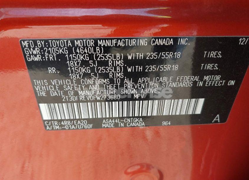 Photo 9 of 2015 Toyota Rav4 LIMITED (VIN 2T3DFREV0FW273680)