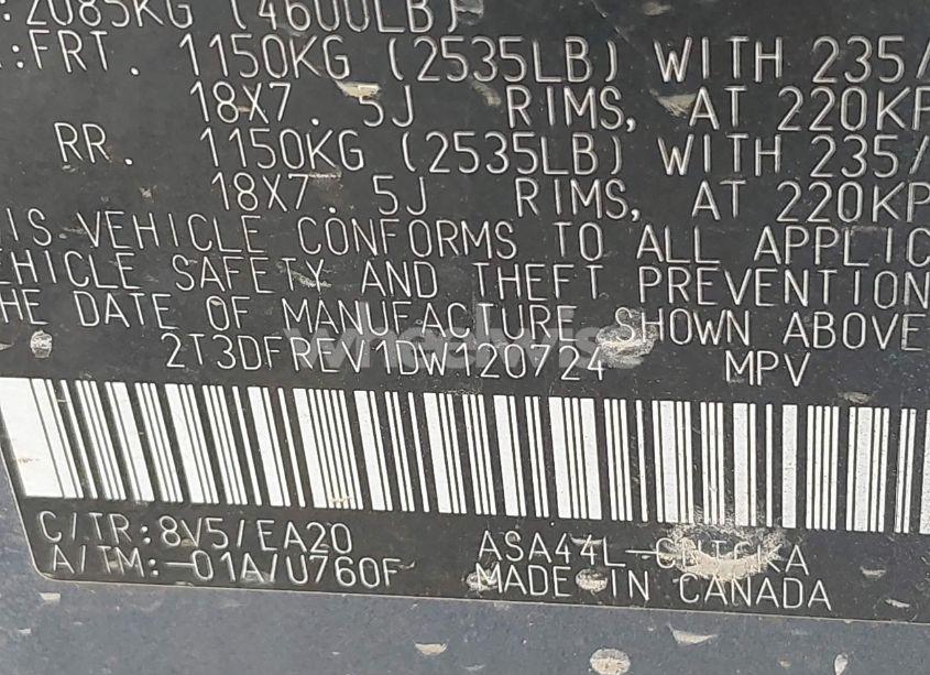 Photo 9 of 2013 Toyota Rav4 LIMITED (VIN 2T3DFREV1DW120724)