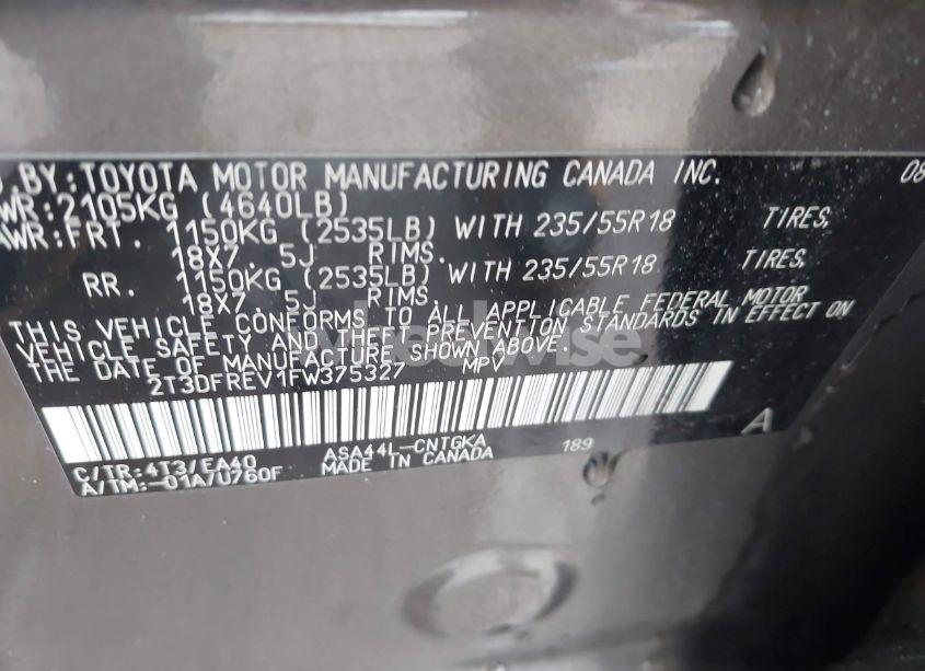 Photo 9 of 2015 Toyota Rav4 LIMITED (VIN 2T3DFREV1FW375327)