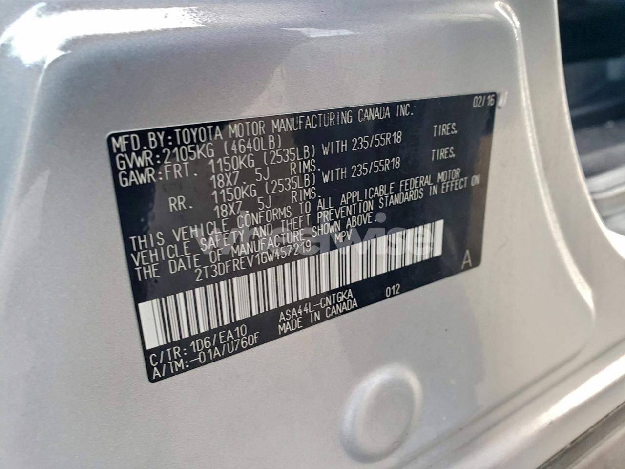 Photo 13 of 2016 TOYOTA RAV4 LIMITED (VIN 2T3DFREV1GW457219)