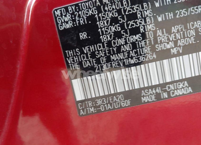 Photo 9 of 2017 Toyota Rav4 LIMITED (VIN 2T3DFREV1HW636264)