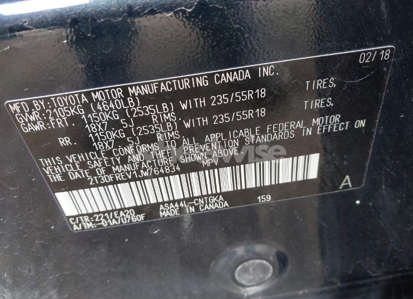 Photo 9 of 2018 Toyota Rav4 PLATINUM (VIN 2T3DFREV1JW764834)