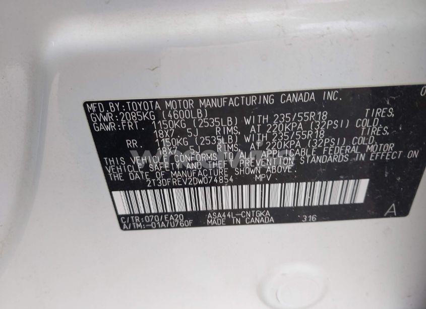 Photo 9 of 2013 Toyota Rav4 LIMITED (VIN 2T3DFREV2DW074854)